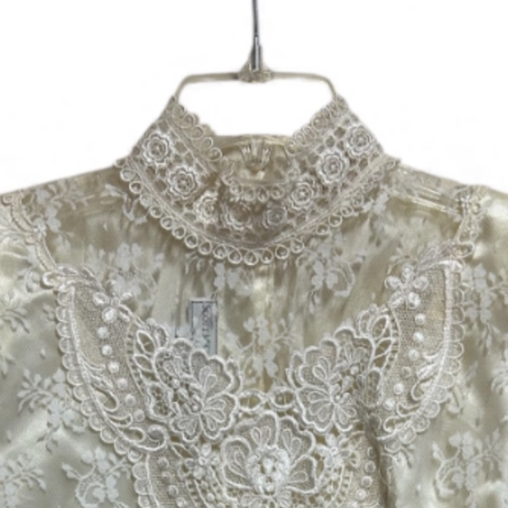 Vintage Scott McClintock blouse Size 10 Lace High Neck Victorian Boho Bridgeton - Picture 2 of 8